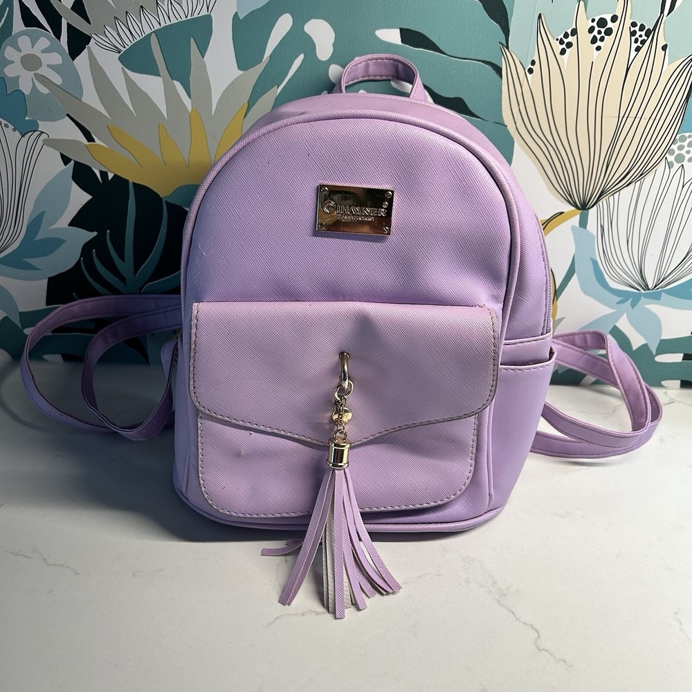 Mini Backpack Purple Faux Leather Handbag Cute